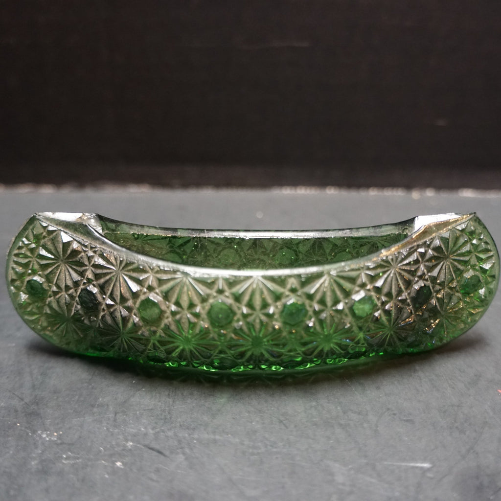 SOLD Emerald Green Daisy & Button Glass Canoe