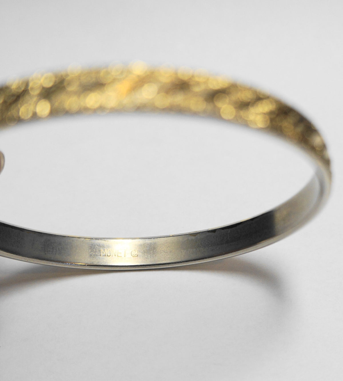 Monet Gold Tone Diamond Cut Textured Bangle Bracelet