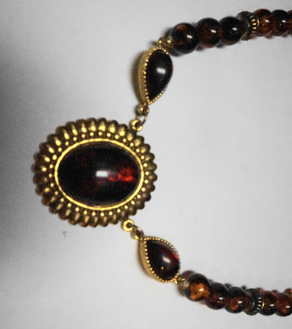 1928 Jewelry Amber Lucite Pendant Beads Necklace
