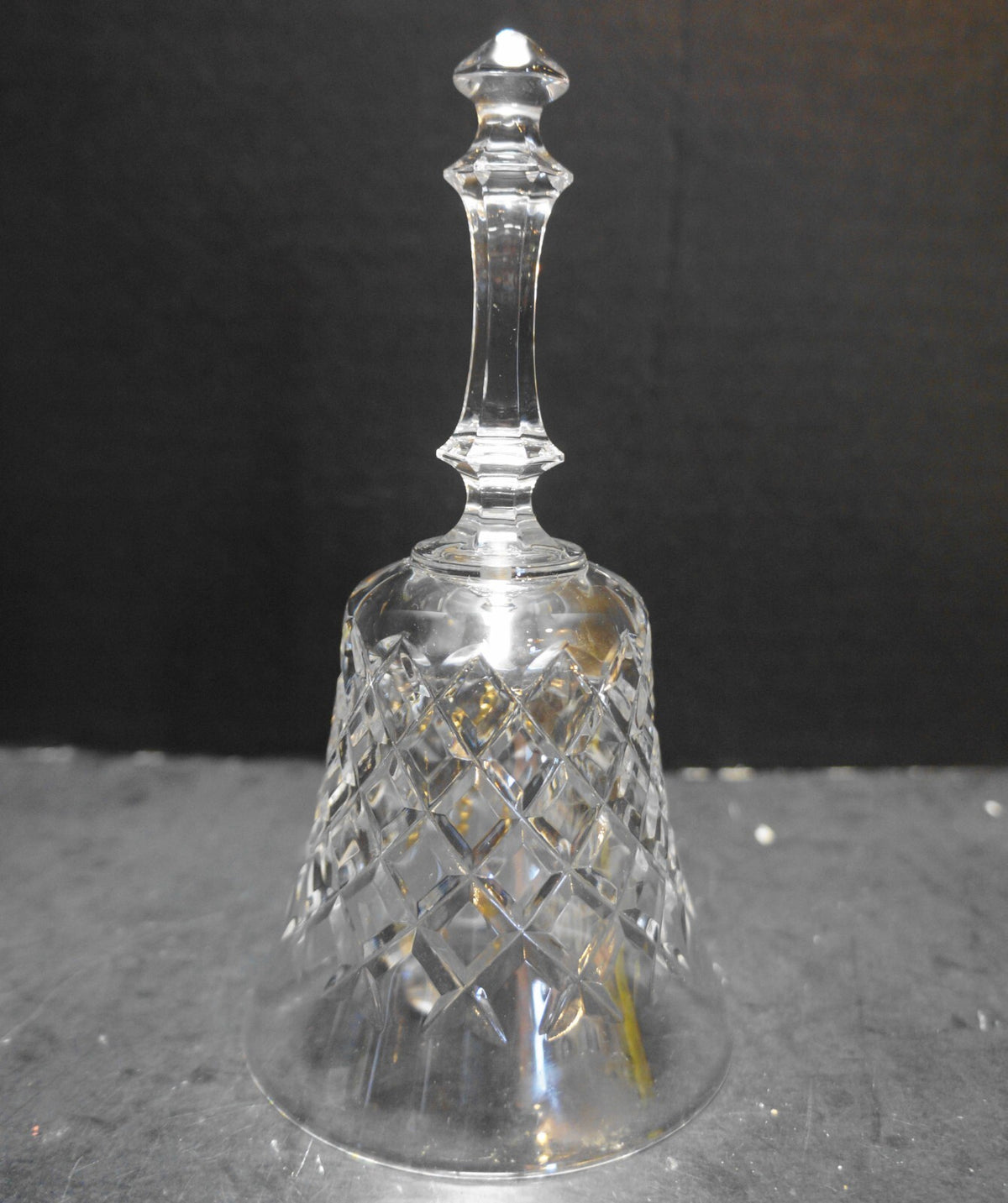 Lead Crystal Hand Dinner Bell Cut Criss Cross