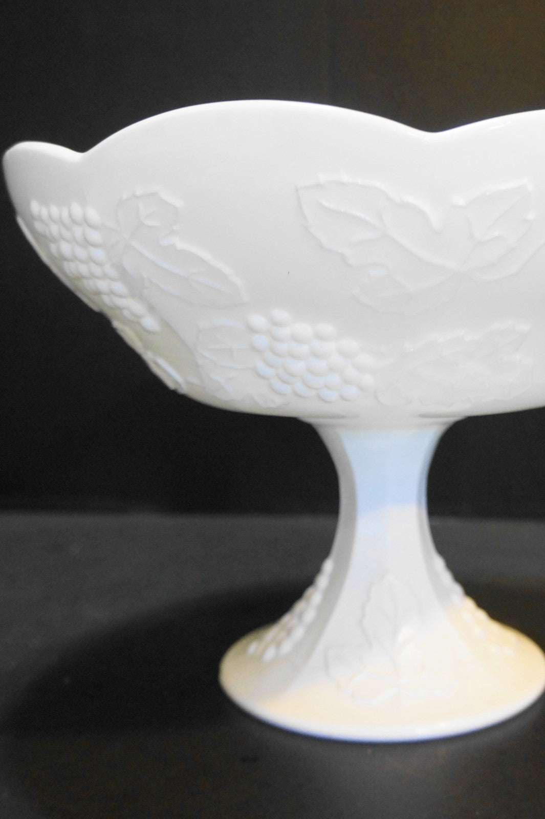 Indiana Glass Harvest Grape Milk Glass Large Compote