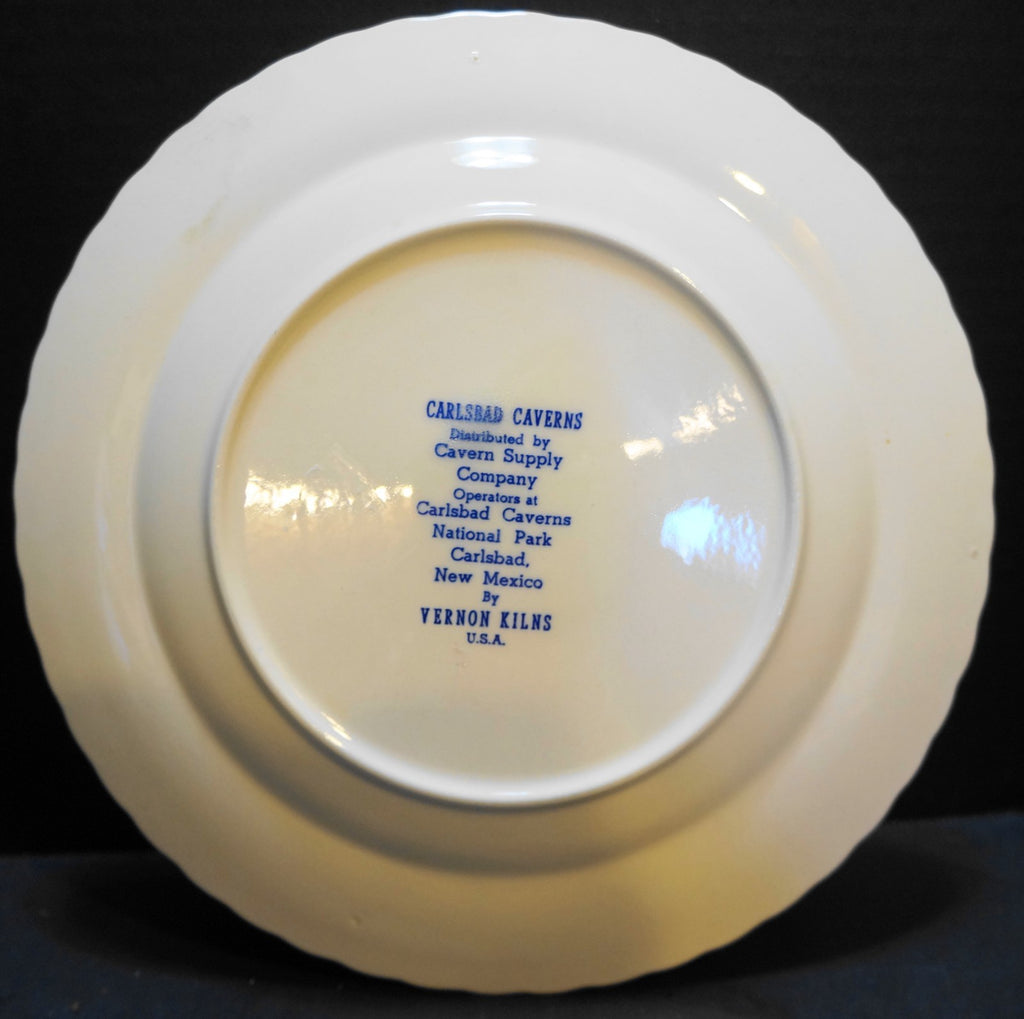 Vernon Kilns Carlsbad Caverns Souvenir Plate Blue Transferware Vintage