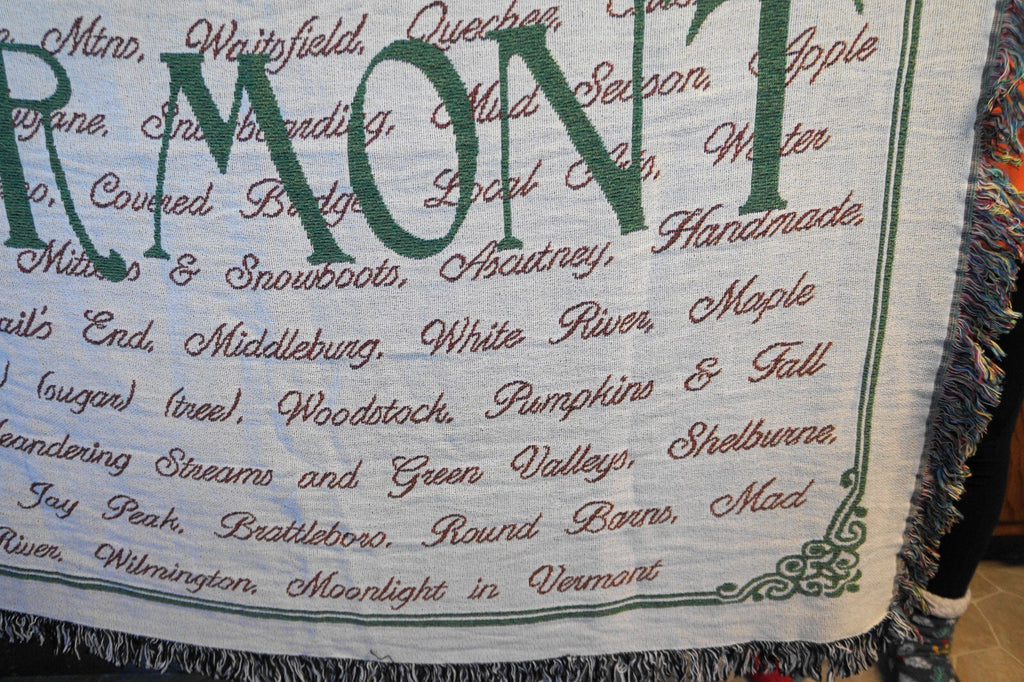 Vermont Cities Manual Wodworkers and Weavers Jacquard Throw Blanket