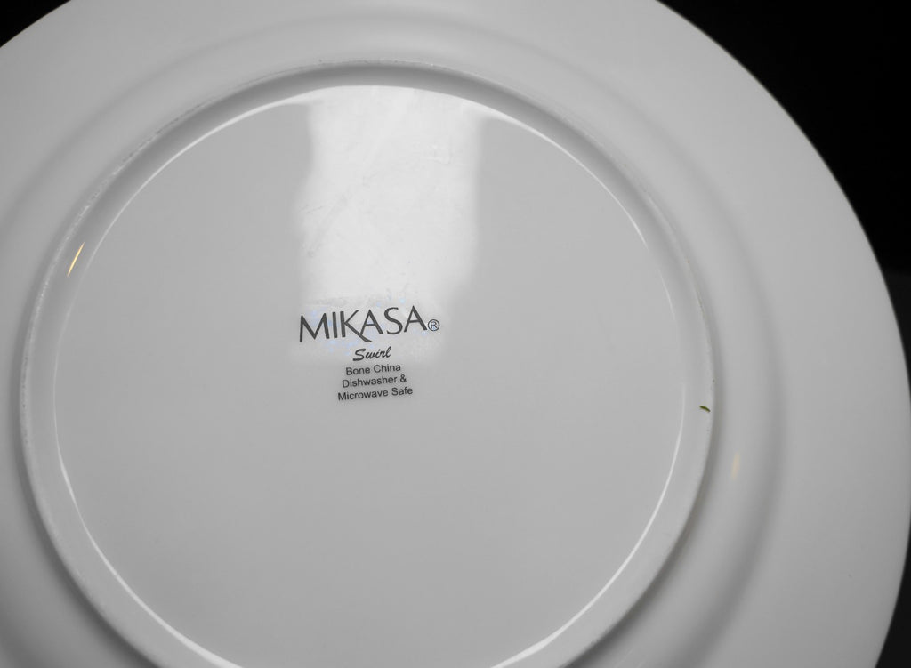 Mikasa Swirl White Bone China Rings 11" Dinner Plates Set of 4
