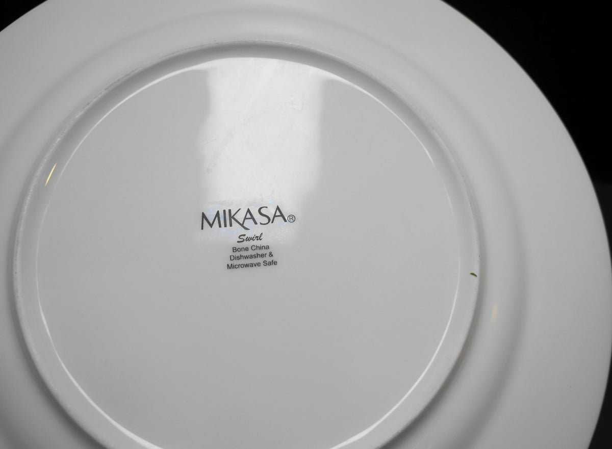 Mikasa Swirl White Bone China Rings 11" Dinner Plates Set of 4