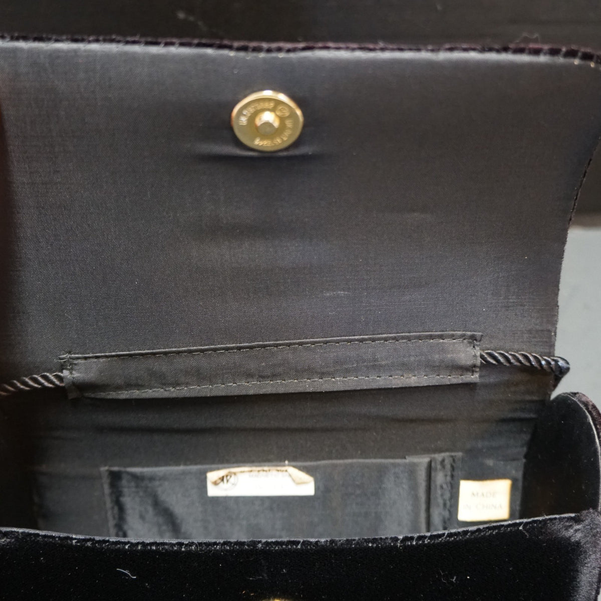 Black Velvet Baguette Evening Bag Convertible Clutch Vintage