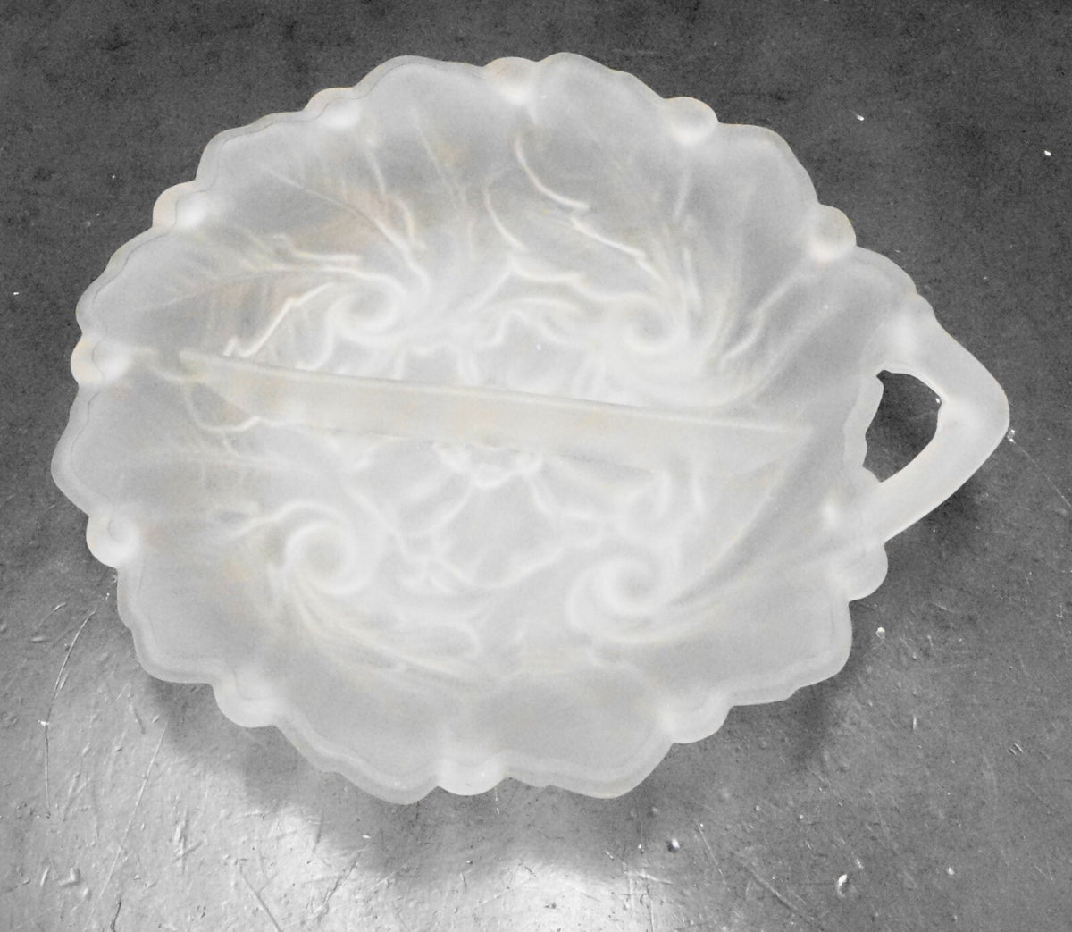 Indiana Glass Wild Rose Clear Satin Frosted Glass Divided Relish