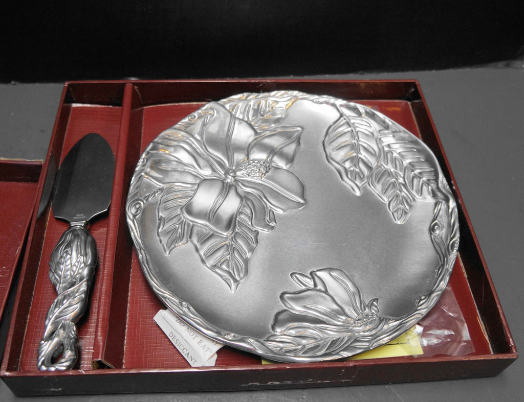 Arthur Court Magnolia Cheese Plate Server Set in Box