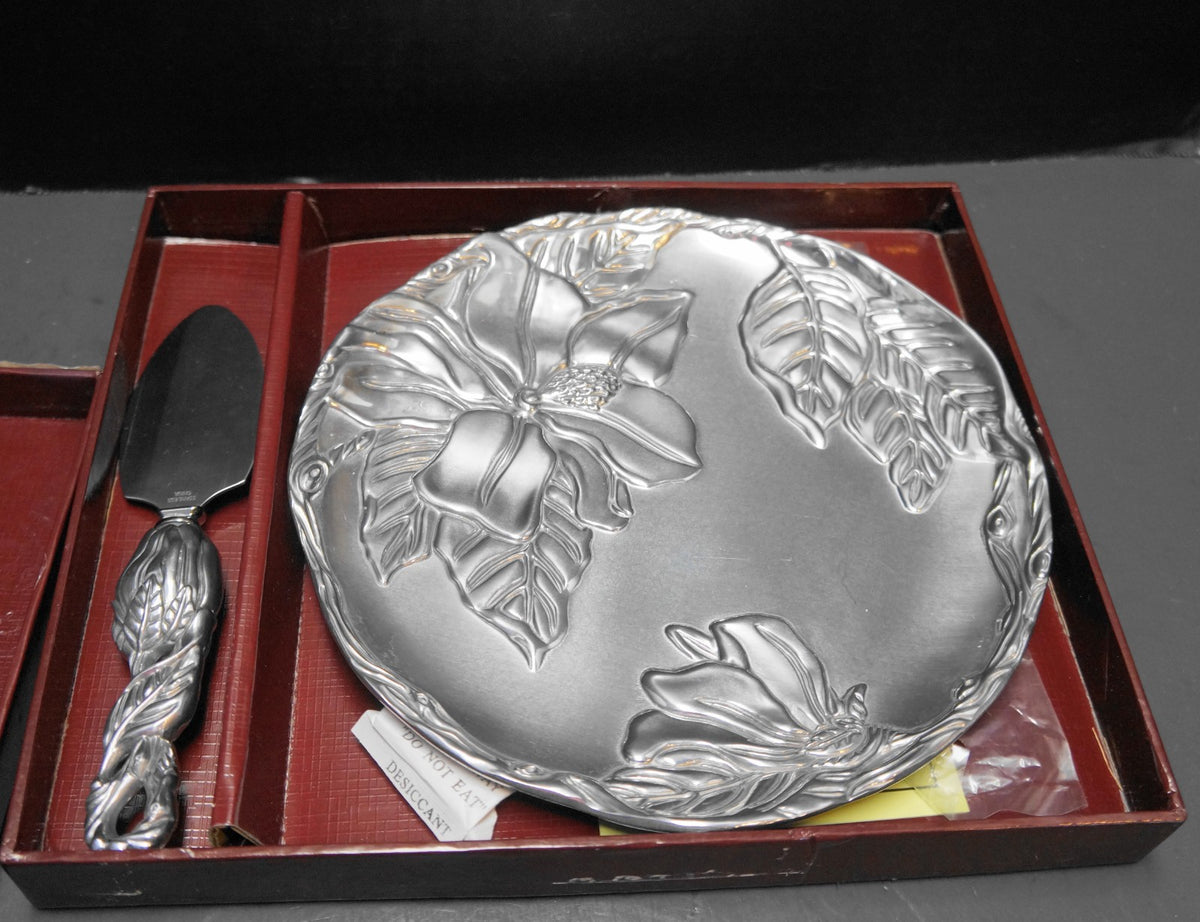 Arthur Court Magnolia Cheese Plate Server Set in Box