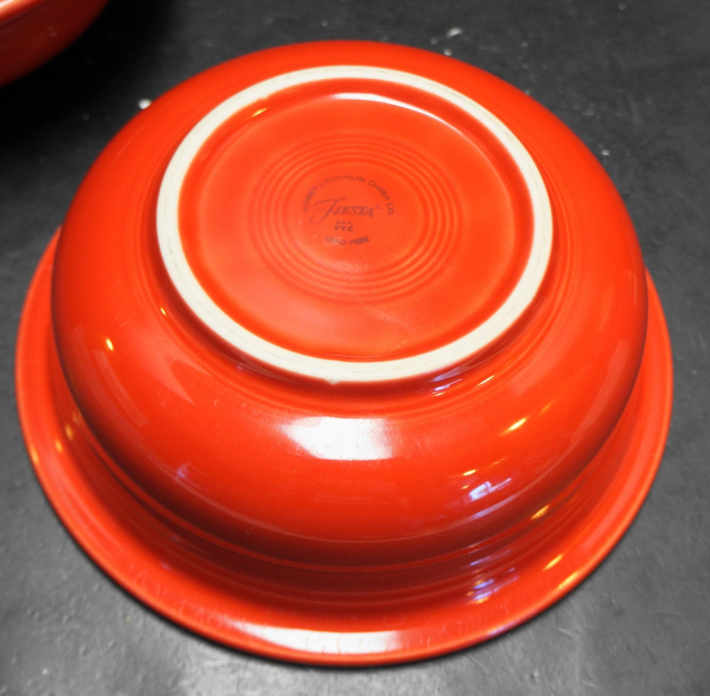 Homer Laughlin Fiesta Fiestaware Scarlet Red Round Vegetable Bowls Pair