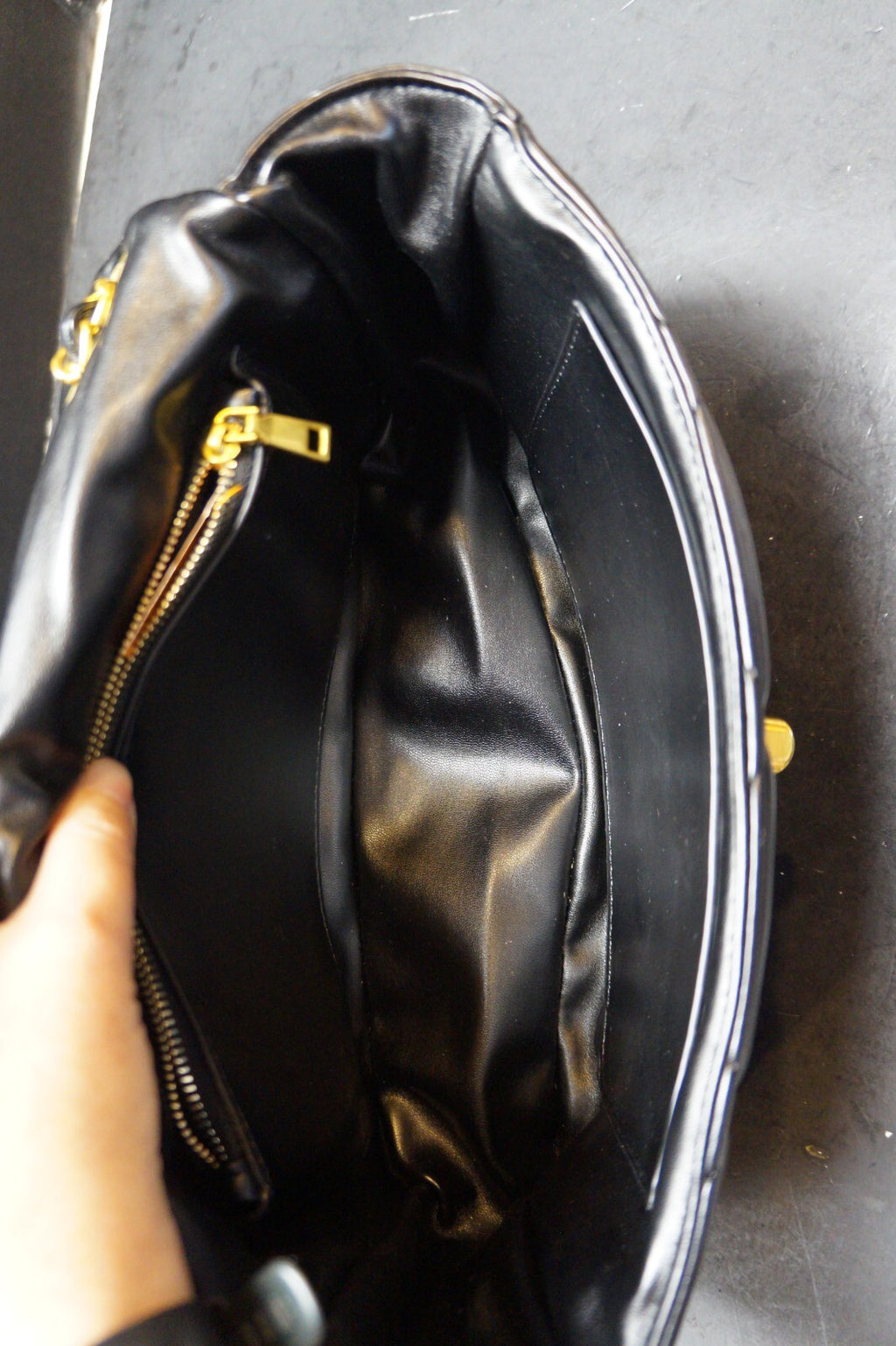Black Faux Leather Soft Quilted Shoulder Bag Crossbody Chain Strap