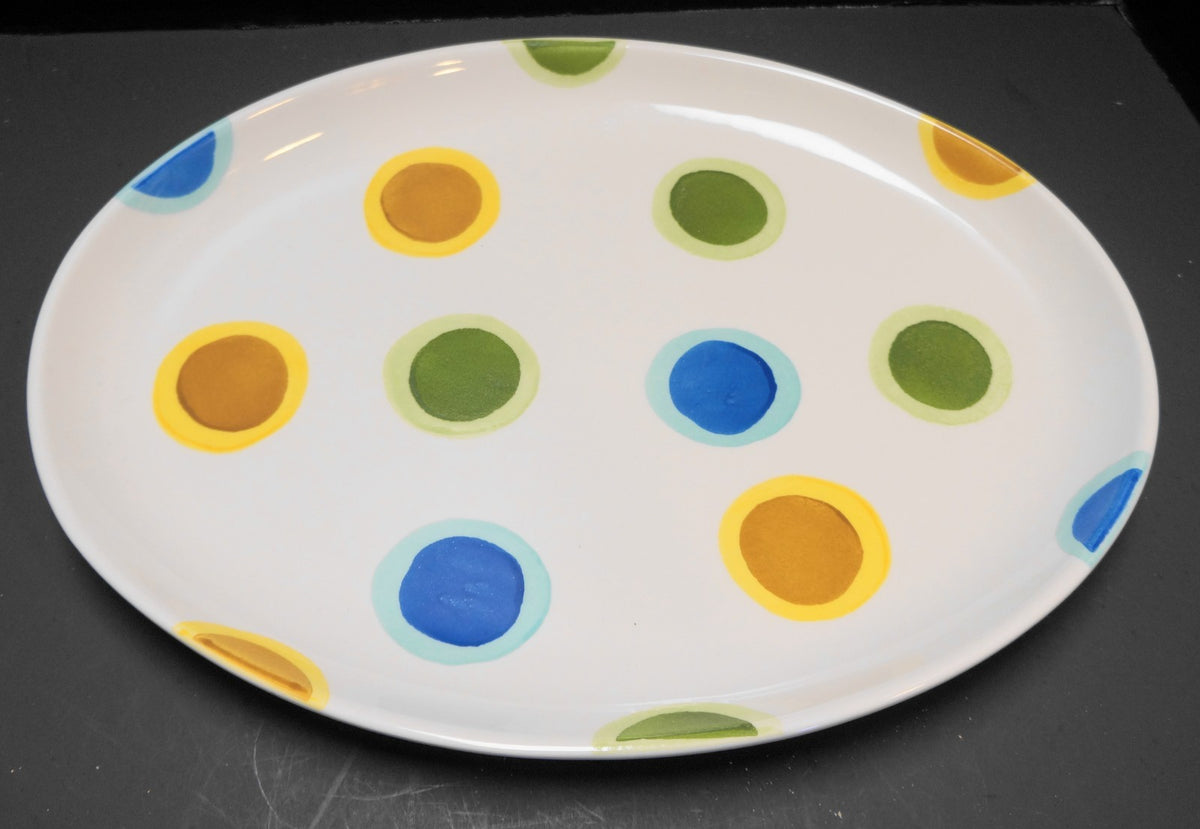 Crate and Barrel Multicolor Polka Dot Coupe B Eigen Platter Oval 16 IN