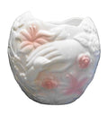 FTD Porcelain Planter Mother Baby Young Childs Holding Hands Pink White 1993