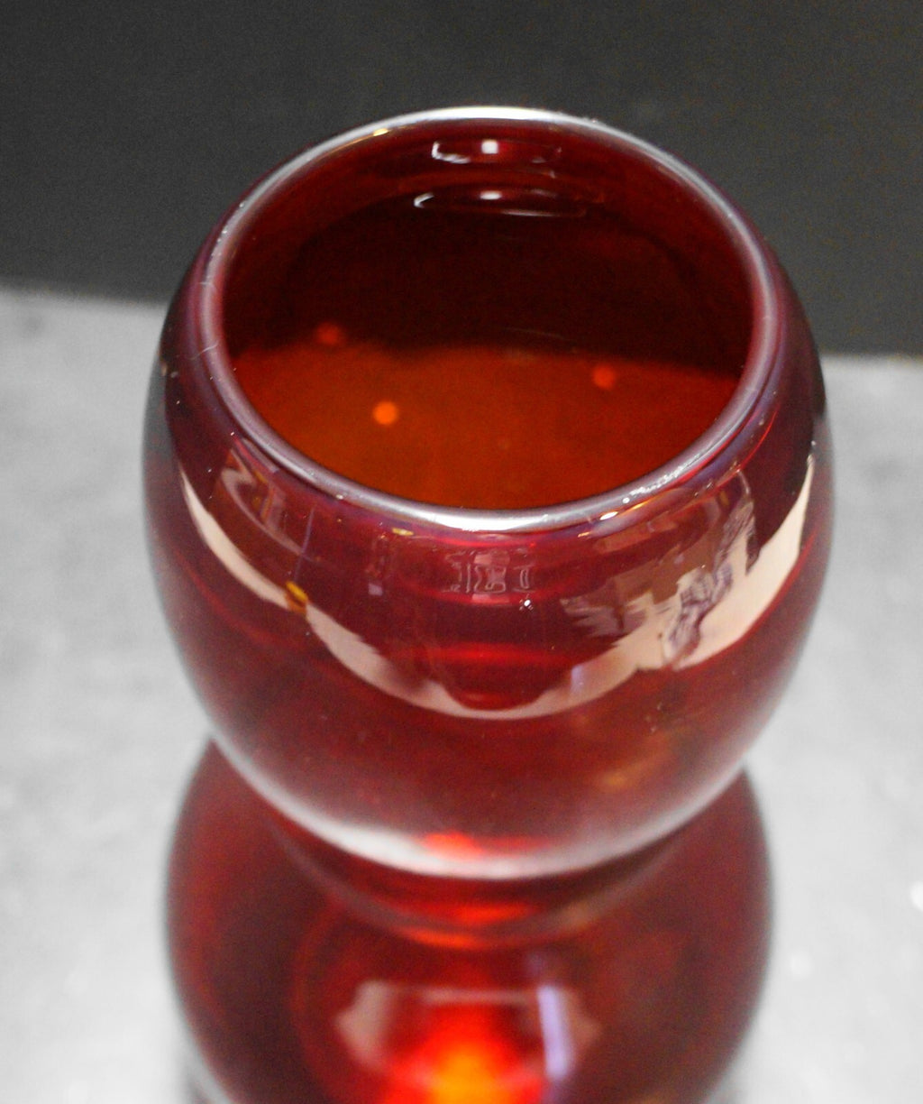 Ruby Red Art Glass Blown Gourd Shaped Vase