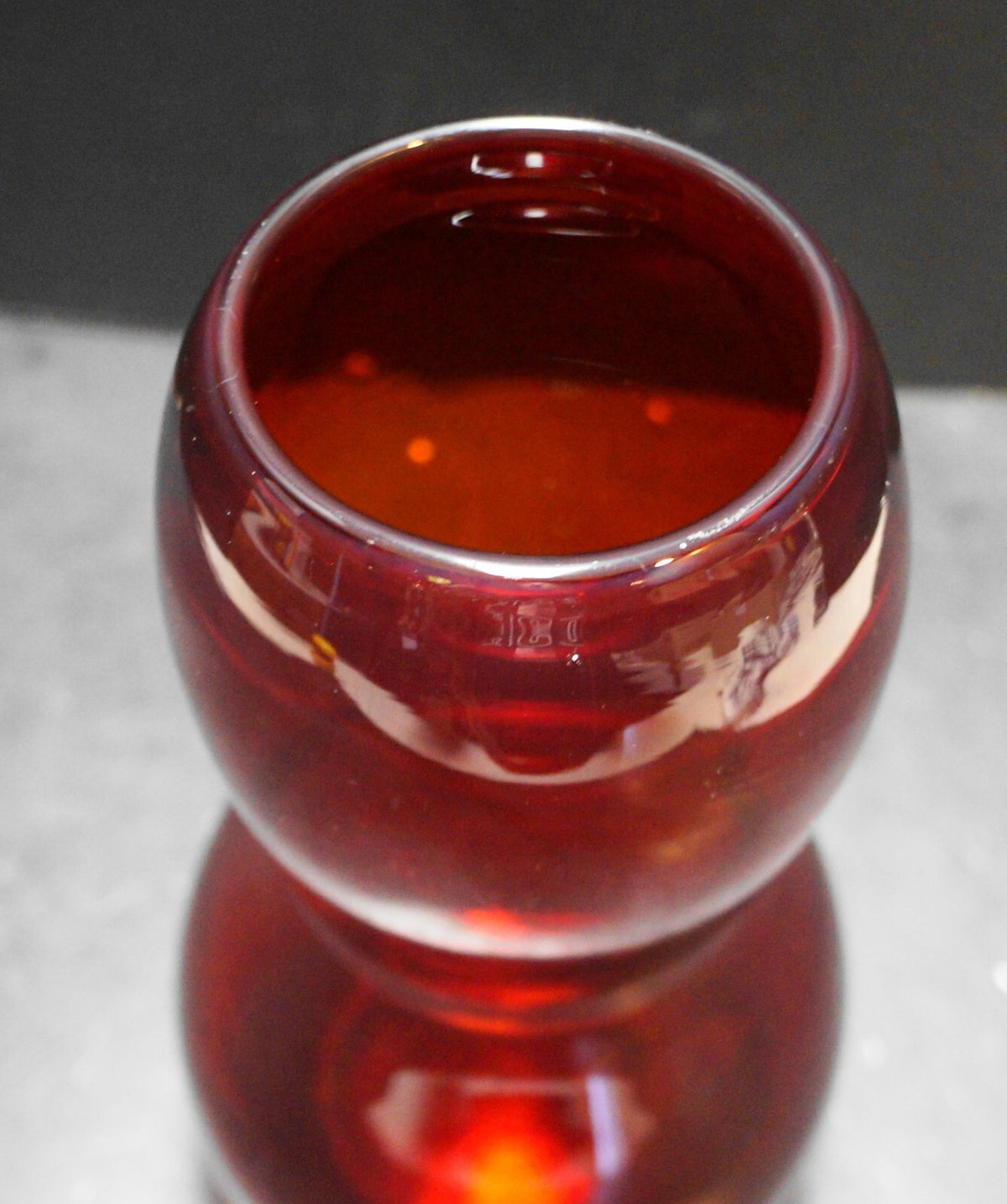 Ruby Red Art Glass Blown Gourd Shaped Vase