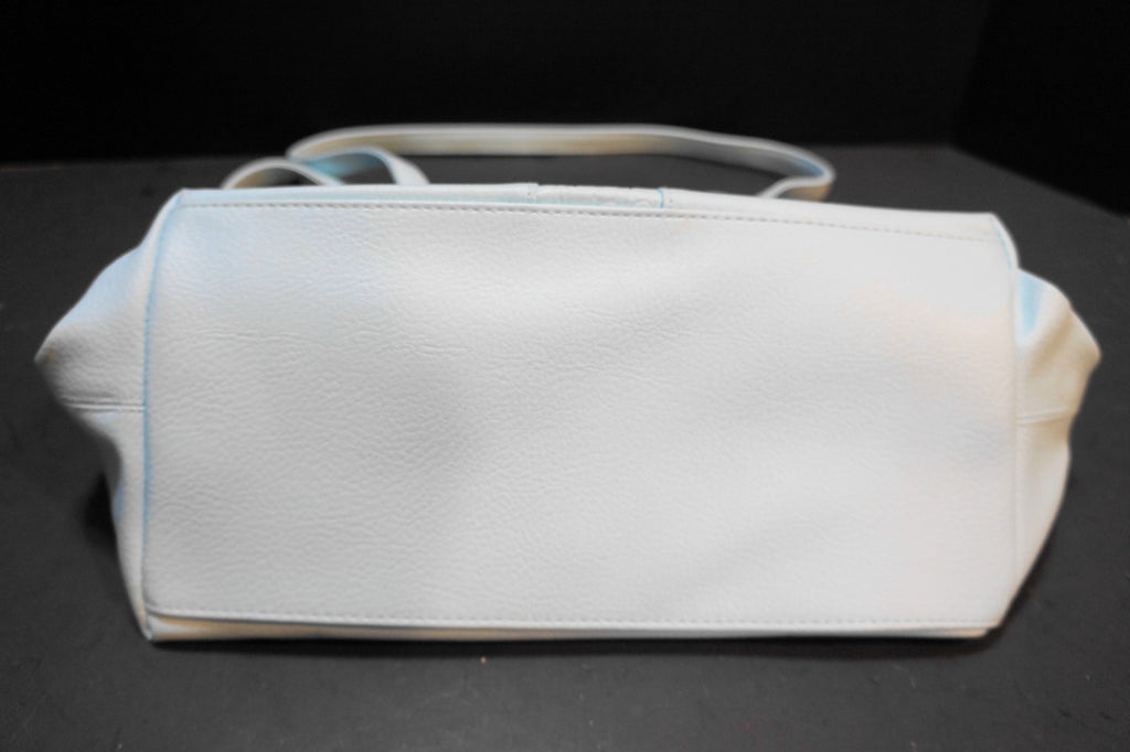 Baby Blue Vinyl Faux Leather Slouchy Purse Shoulder Bag Made in Taiwan 1980s