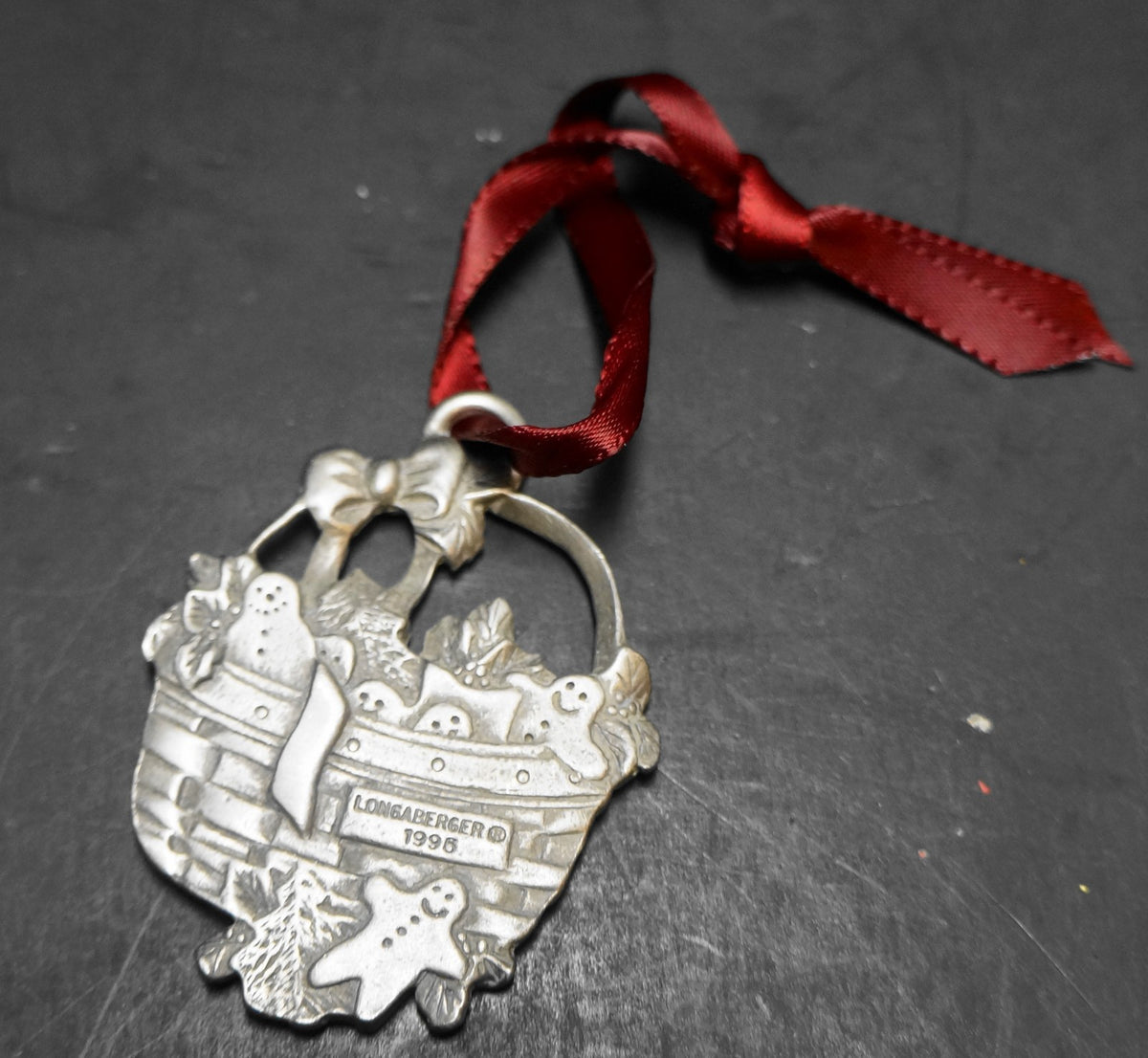 Longaberger Pewter Cookie Basket Ornament Charm 1985 1995