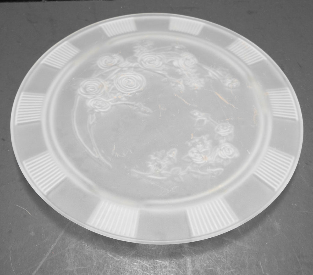 Federal Glass Sharon Rose Frosted Satin Cake Plate