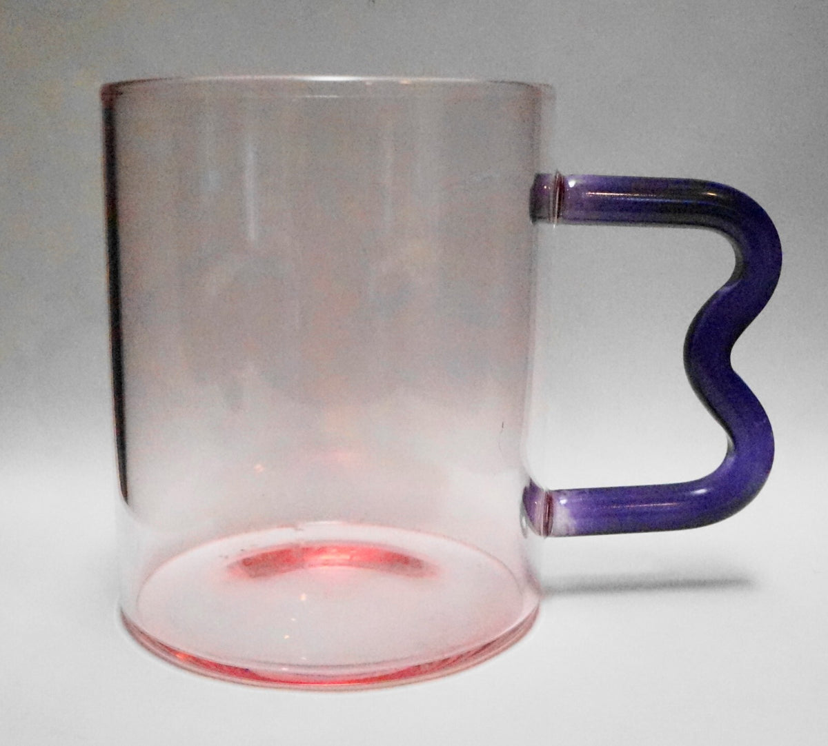 Pink Glass Purple Wave Ear Handle Mug