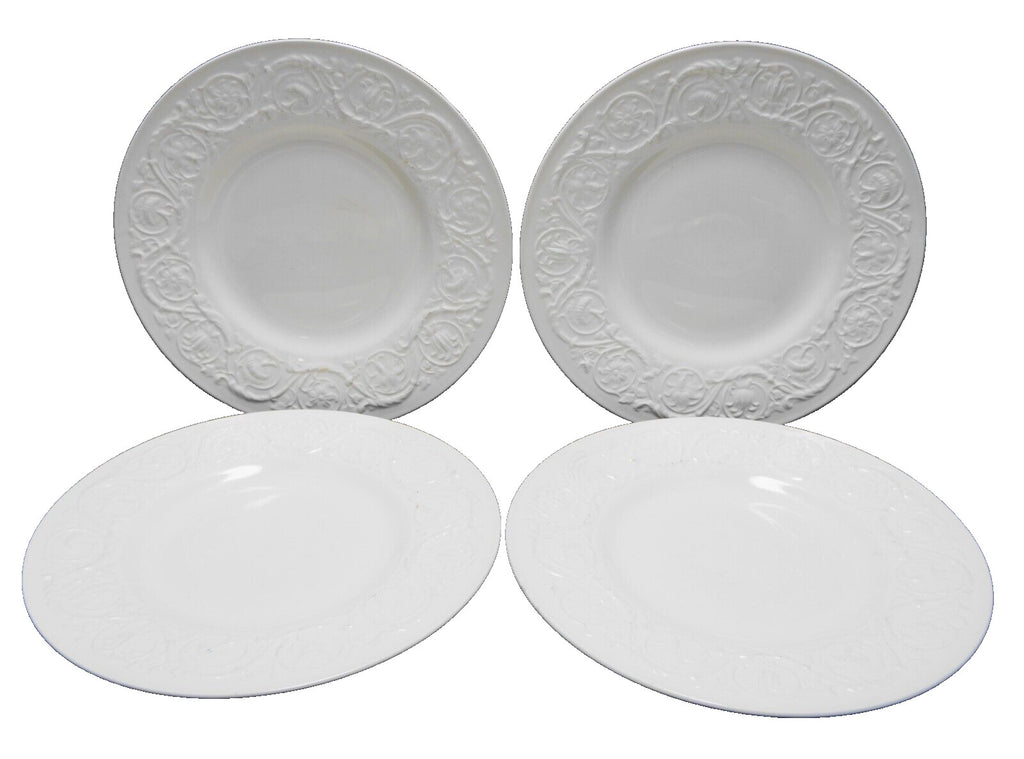 Wedgwood Patrician Cream Embossed Dinner Plates Set of 4 10 1/2 IN