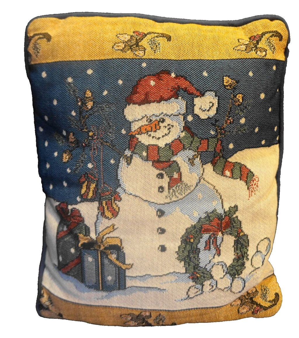 Snowman Needlepoint Tapestry Pillow Christmas Winter