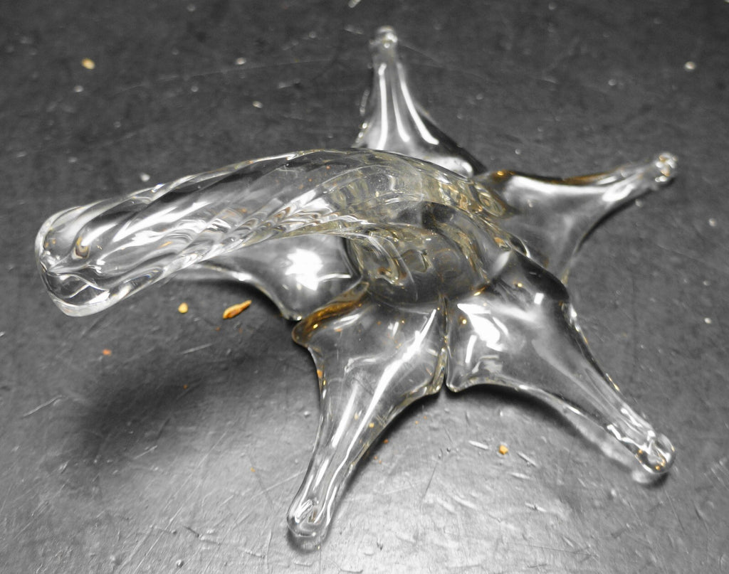 Star Lily Flower Shaped Clear Art Glass Hand Blown Bud Vase