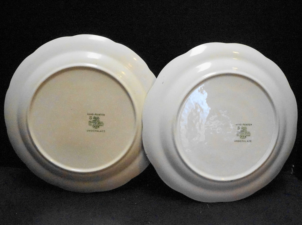 Stetson Heritage Ware Red Yellow Blue Hand Painted Flowers Dinner Plates Pair