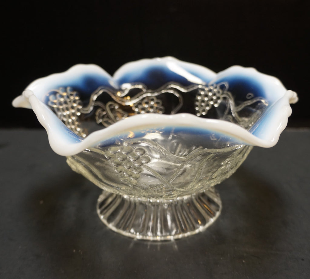 Jefferson Opalescent Rim Grape Vine EAPG Footed Bowl 7 IN