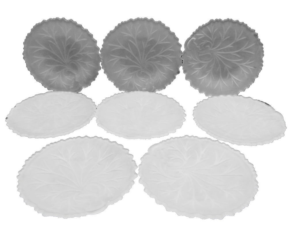 Indiana Pebble Leaf Frosted Satin Glass Luncheon Salad Plates