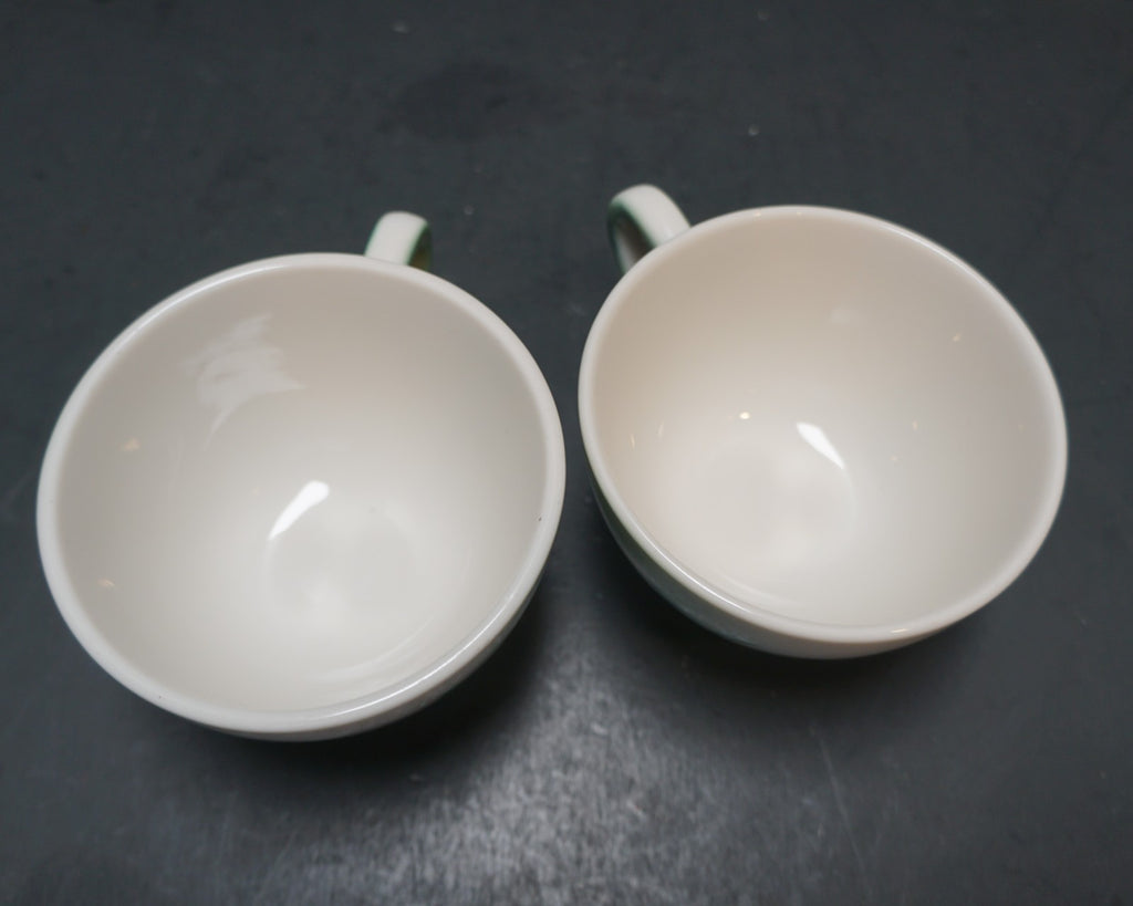 Syracuse Millbrook Airbrushed Green Floral Tea Coffee Cups Pair 1930s