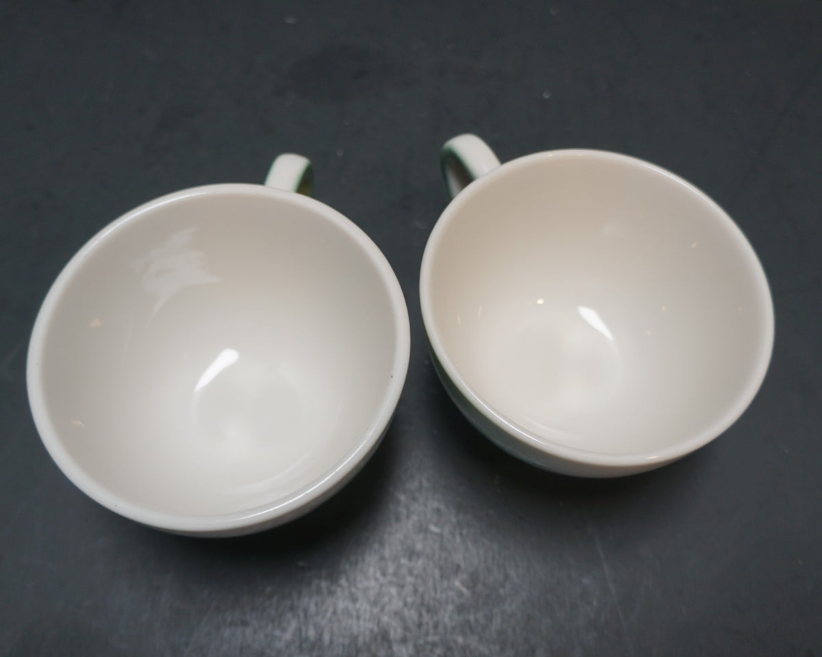 Syracuse Millbrook Airbrushed Green Floral Tea Coffee Cups Pair 1930s