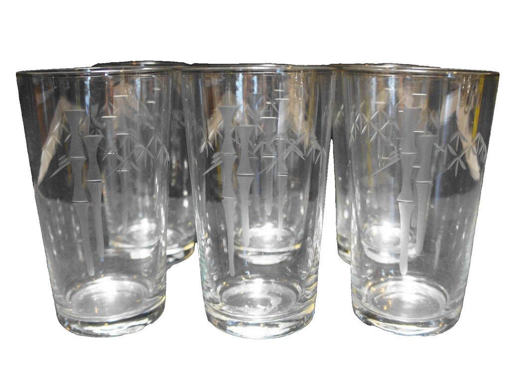 Noritake Sasaki Crystal Bamboo Cut Highball Tumblers 5 IN Set of 5