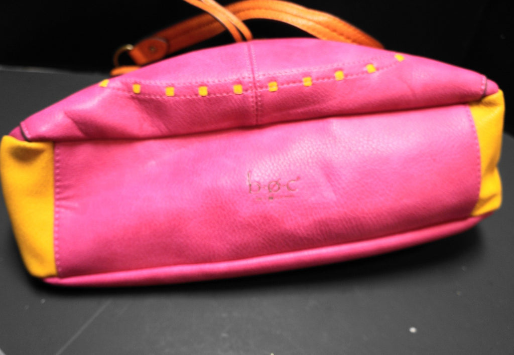 B.O.C. Born Concepts Color Block Fuschia Pink Goldenrod Orange Purse