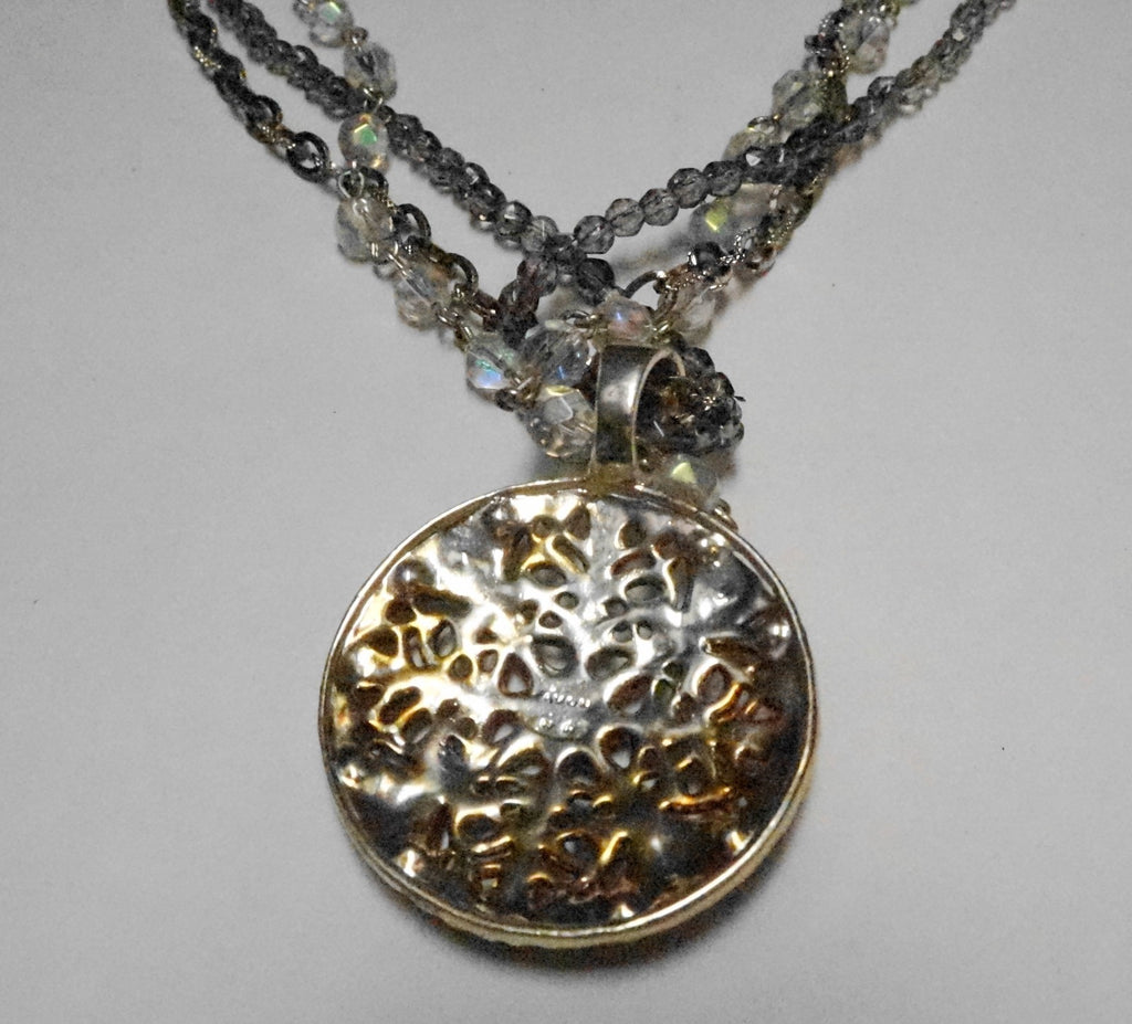 Avon Triple Strand Medallion Pendant Necklace