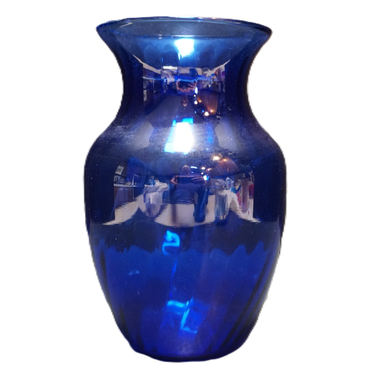 Indiana Glass Illusions Optic Swirl Cobalt Blue Vase 8 IN