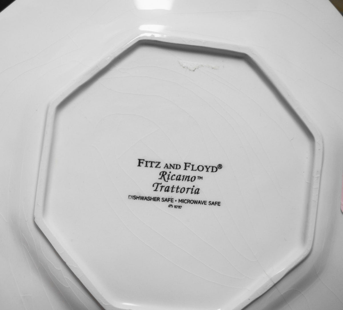 Fitz and Floyd Ricamo Trattoria Salad Dessert Plates Set of 4 Yellow Blue