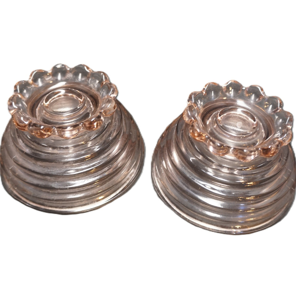 Anchor Hocking Manhattan Pink Depression Glass Sherbets Pair Ball Foot