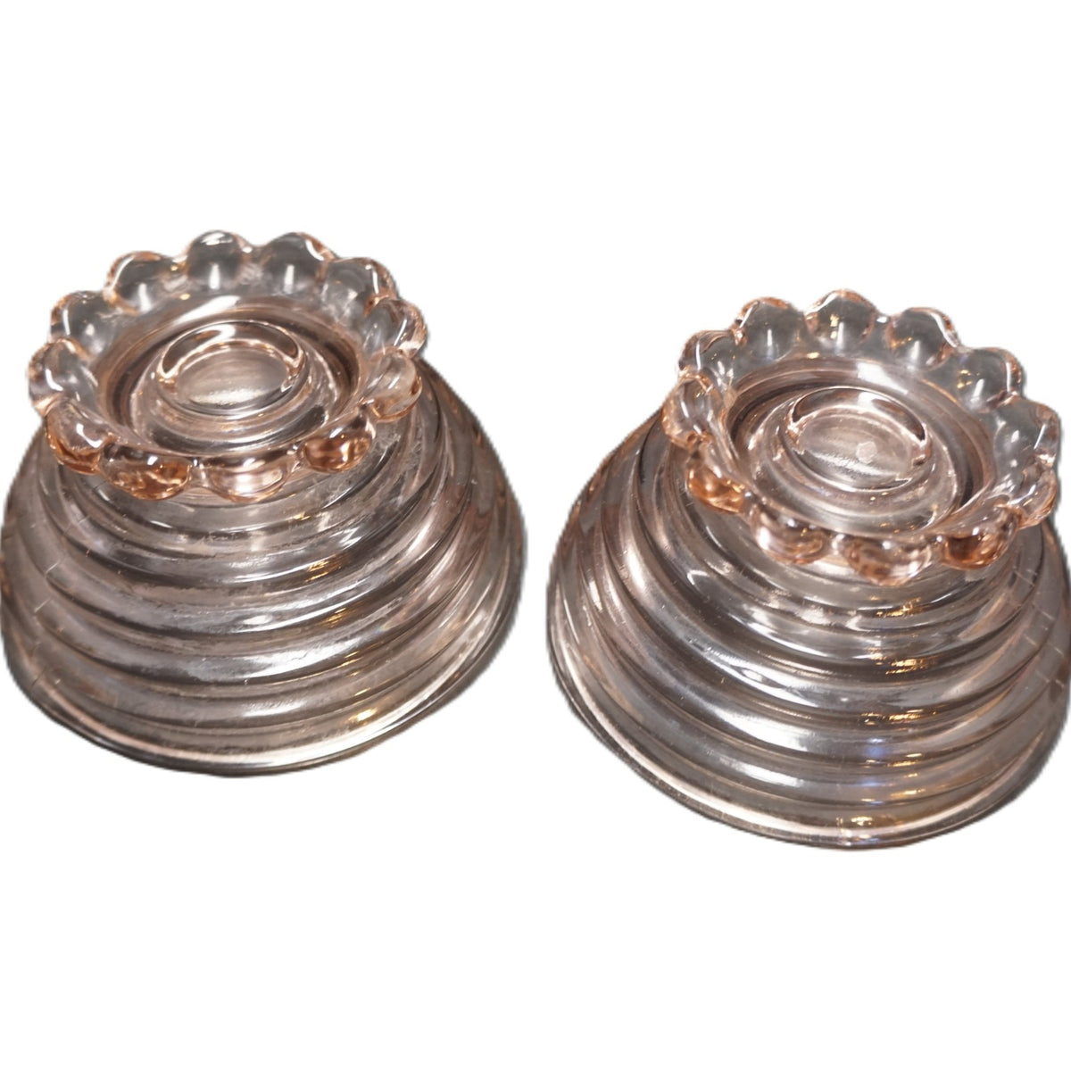 Anchor Hocking Manhattan Pink Depression Glass Sherbets Pair Ball Foot