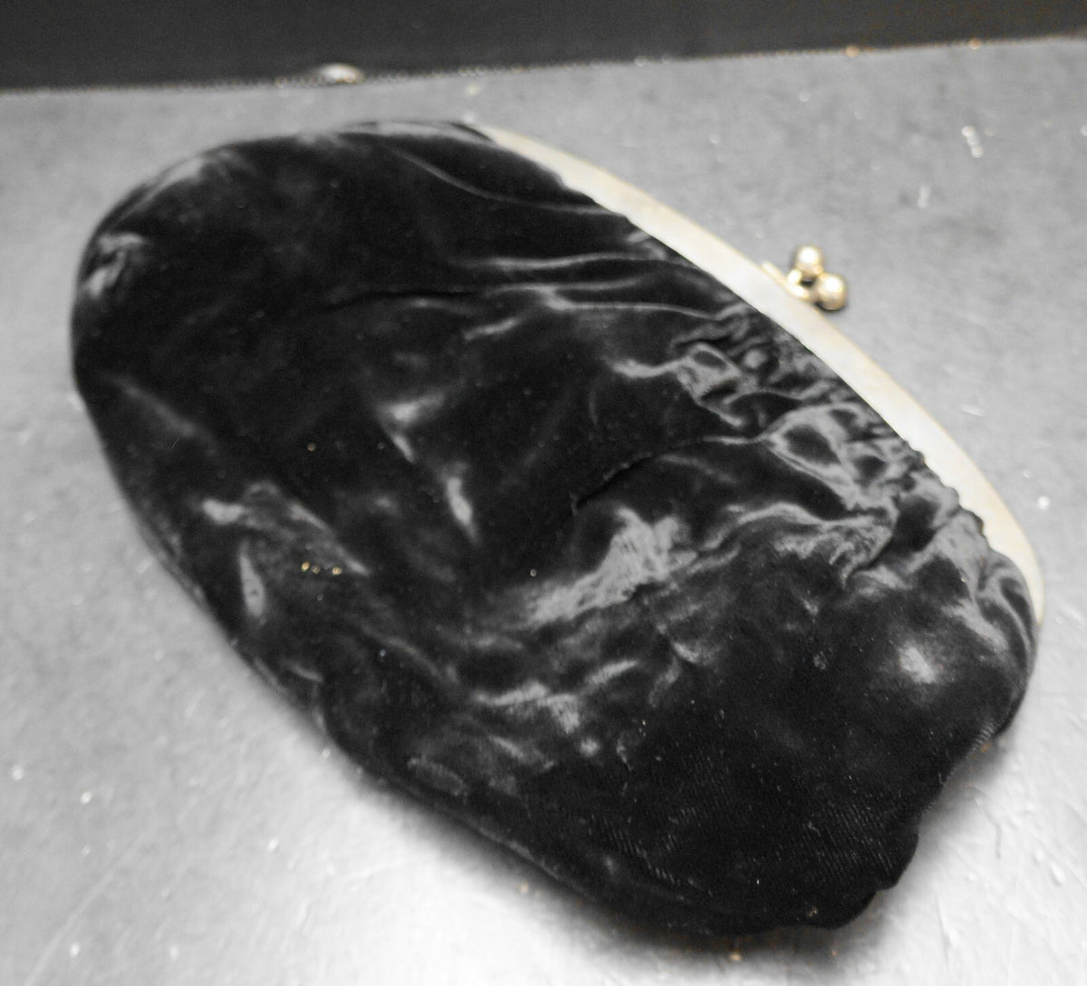 Black Velvet Clear Rhinestone Frame Clutch Purse