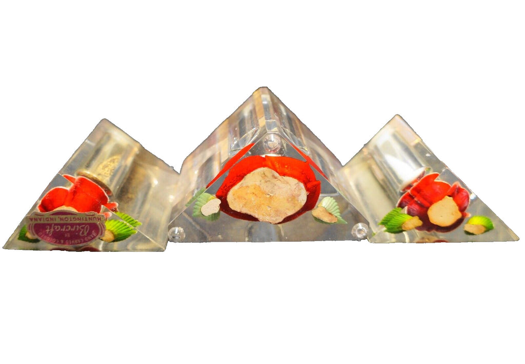 Bircraft Lucite Carved Rose Salt Pepper Shakers Single Candle Holder