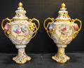 Von Schierholz Urns Pierced Applied Flowers Hand Painted Pheasants