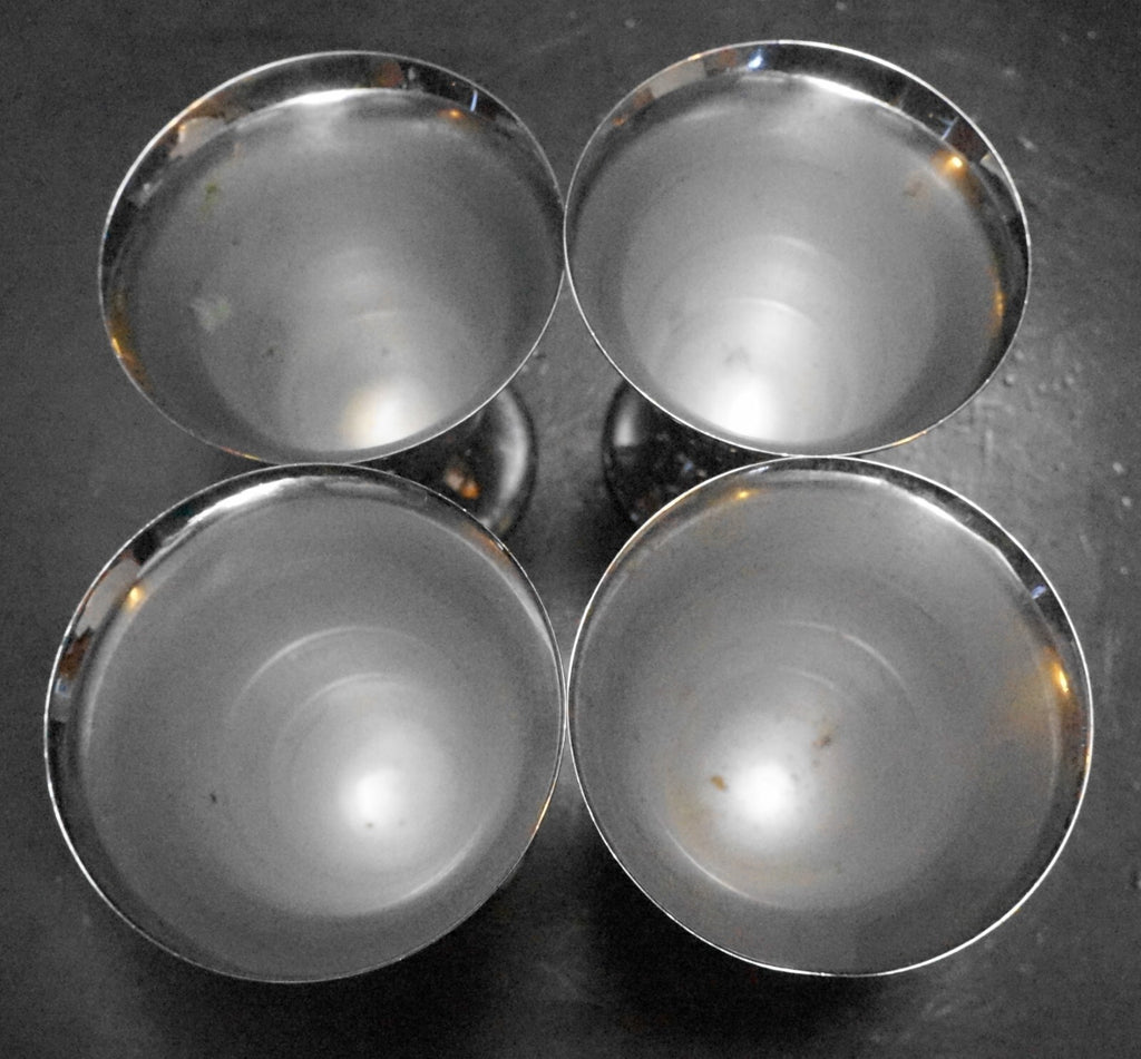 Chrome Footed Cordials Set of 4 3 1/2 IN Unsigned