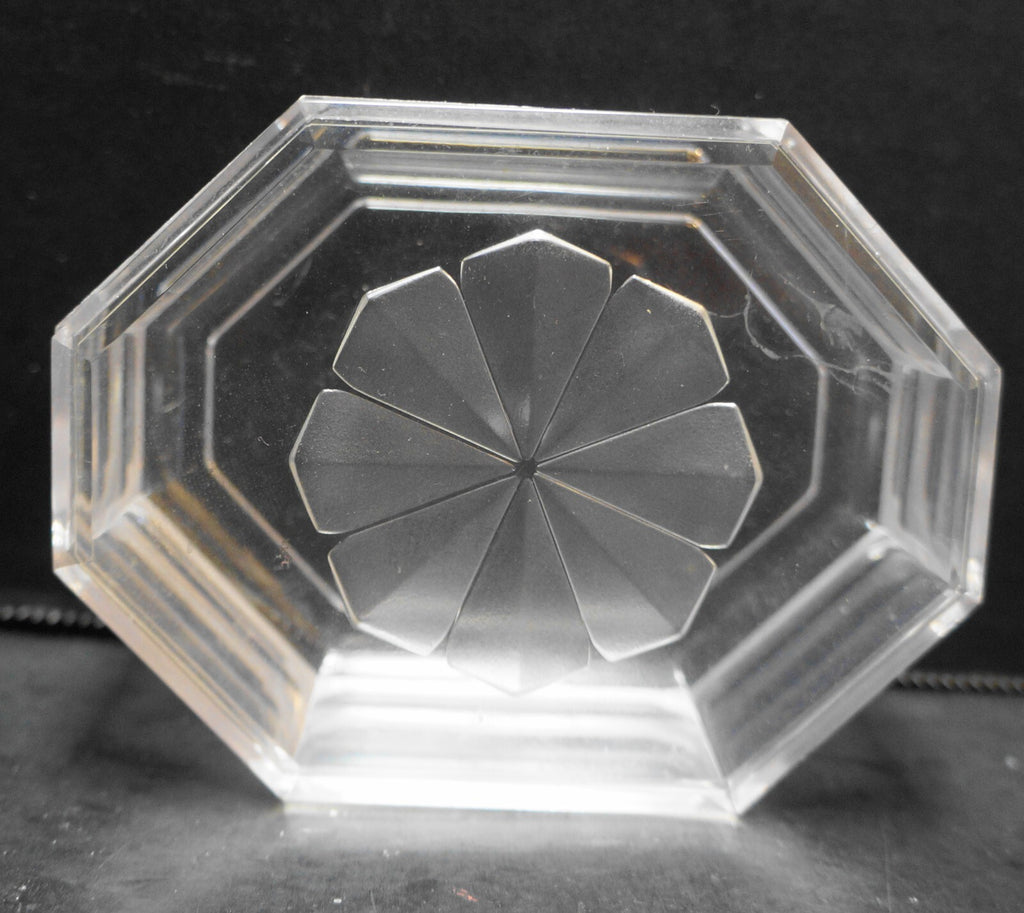 Clear Lucite Acrylic Trinket Box Octagon Flower Lid