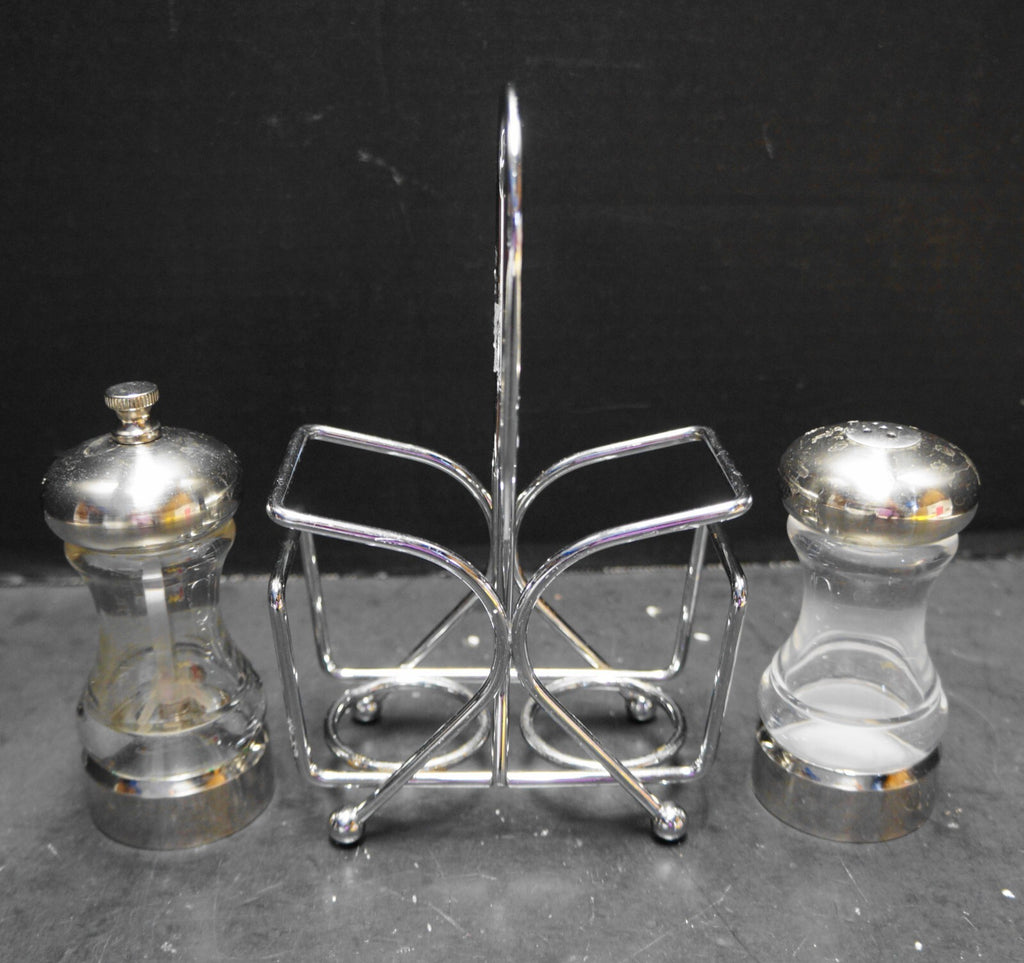 Olde Thompson Monterey Clear Acrylic Pepper Grinder Salt Chrome Caddy