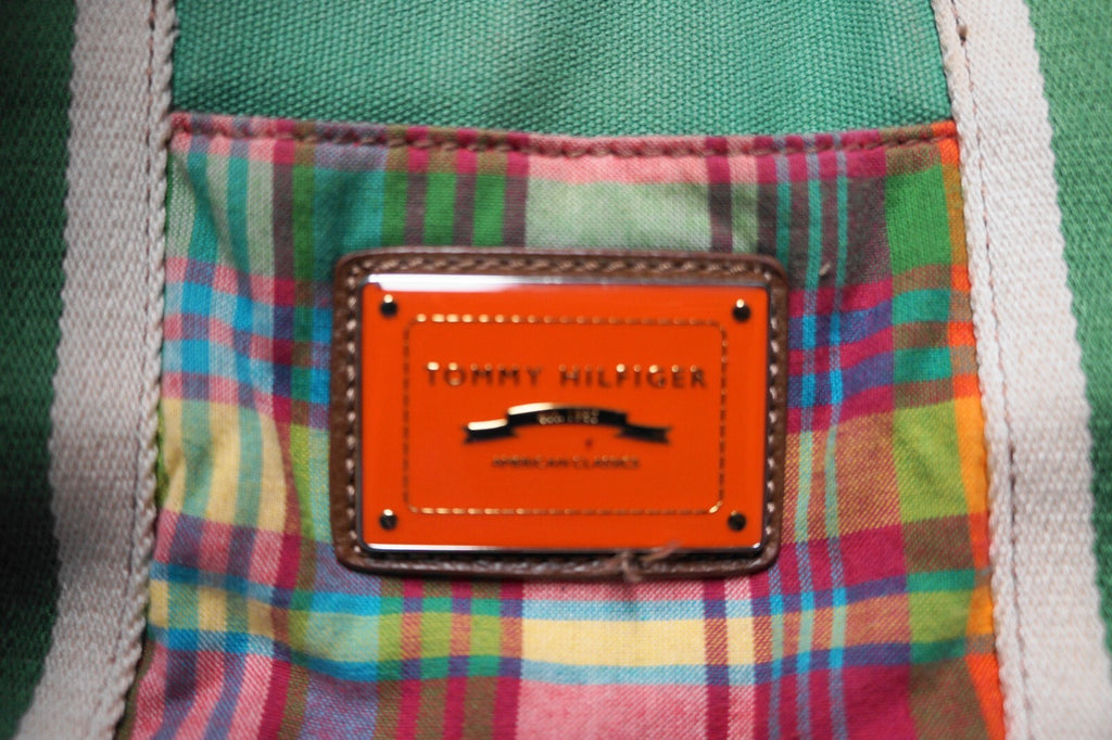 Tommy Hilfiger American Classics Plaid Small Tote Purse Green