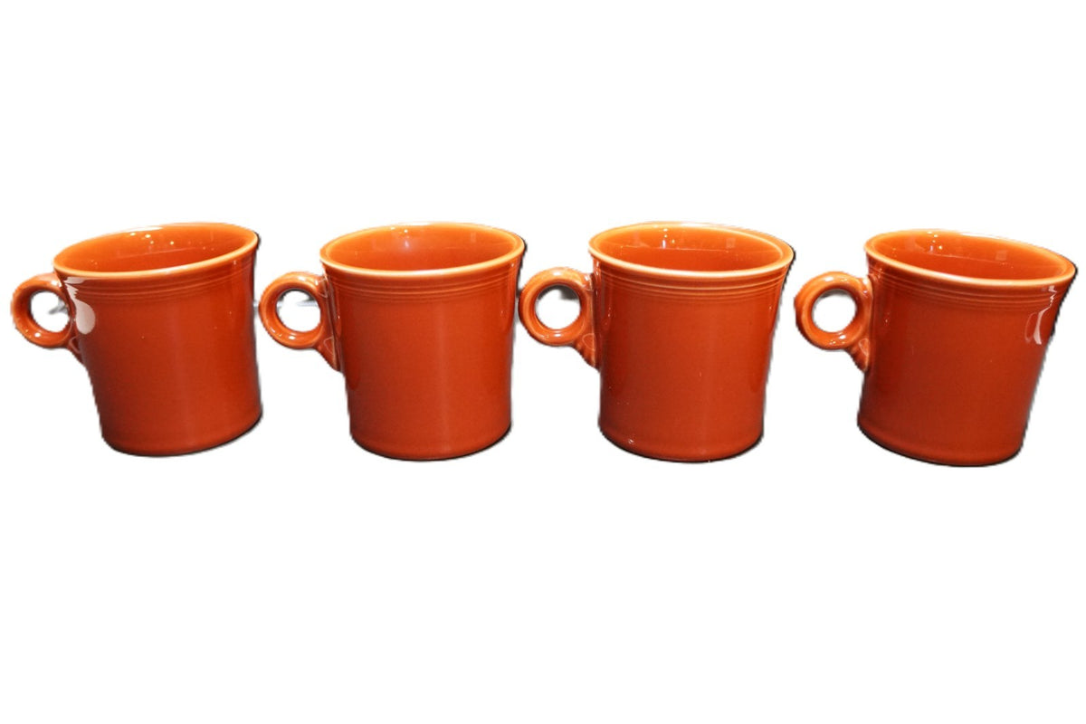 Fiesta Paprika Ring Handle Coffee Mugs Set of 6 Homer Laughlin
