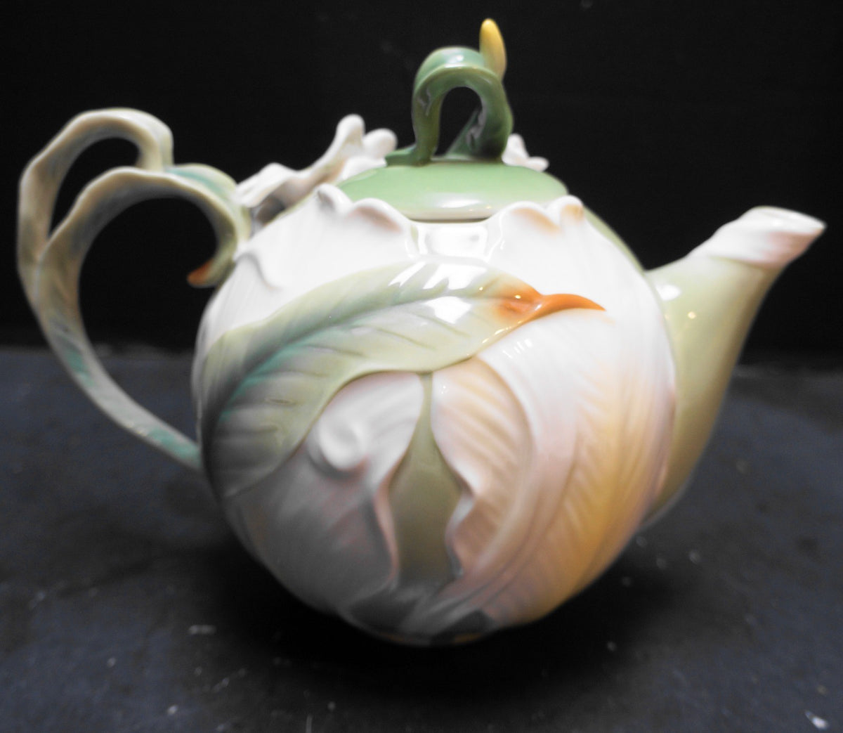 Pier 1 Ginger Lily Teapot Hand Painted Porcelain