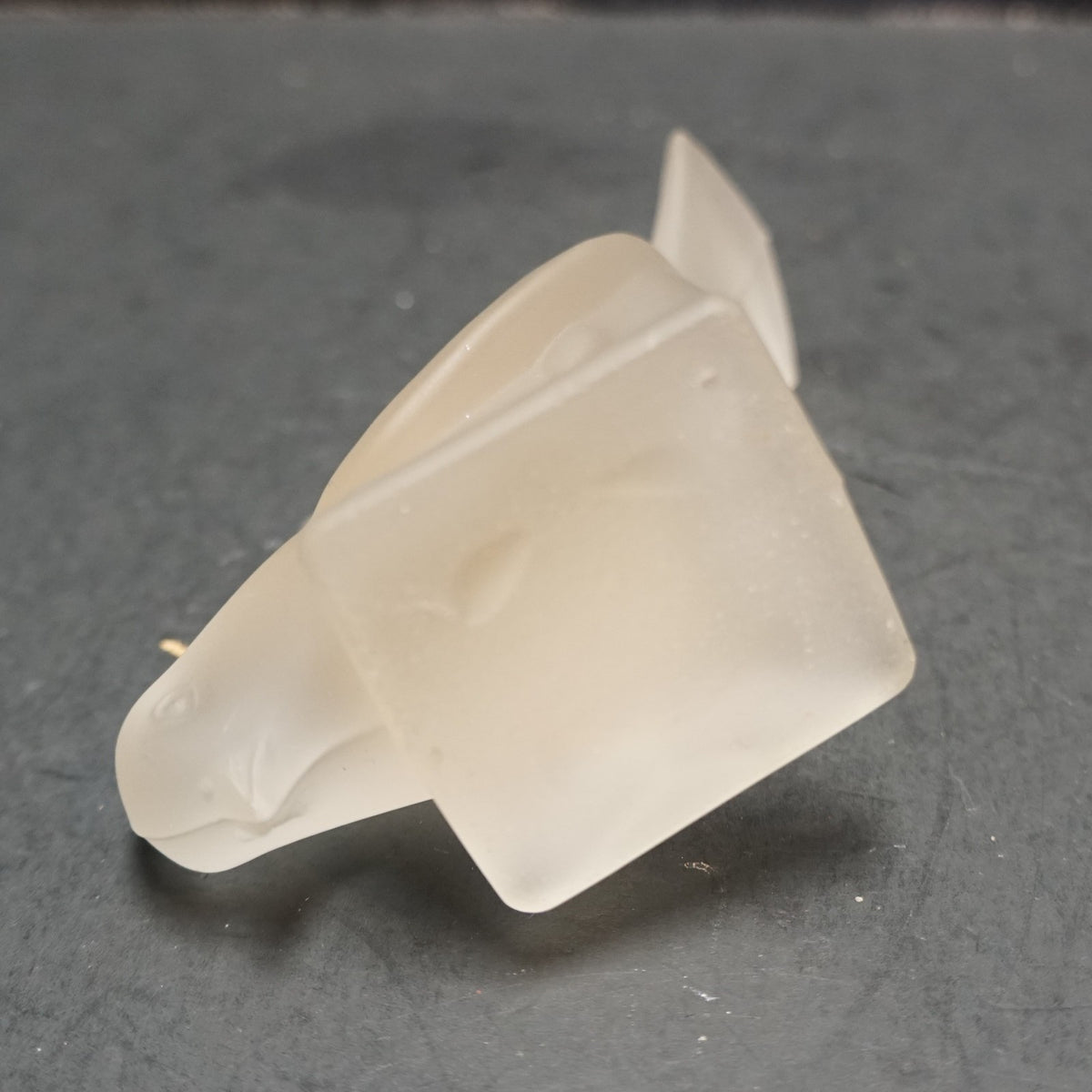 SOLD Smith Satin Frosted Glass Bird Figurine Head Down Nodding Sparrow Wren