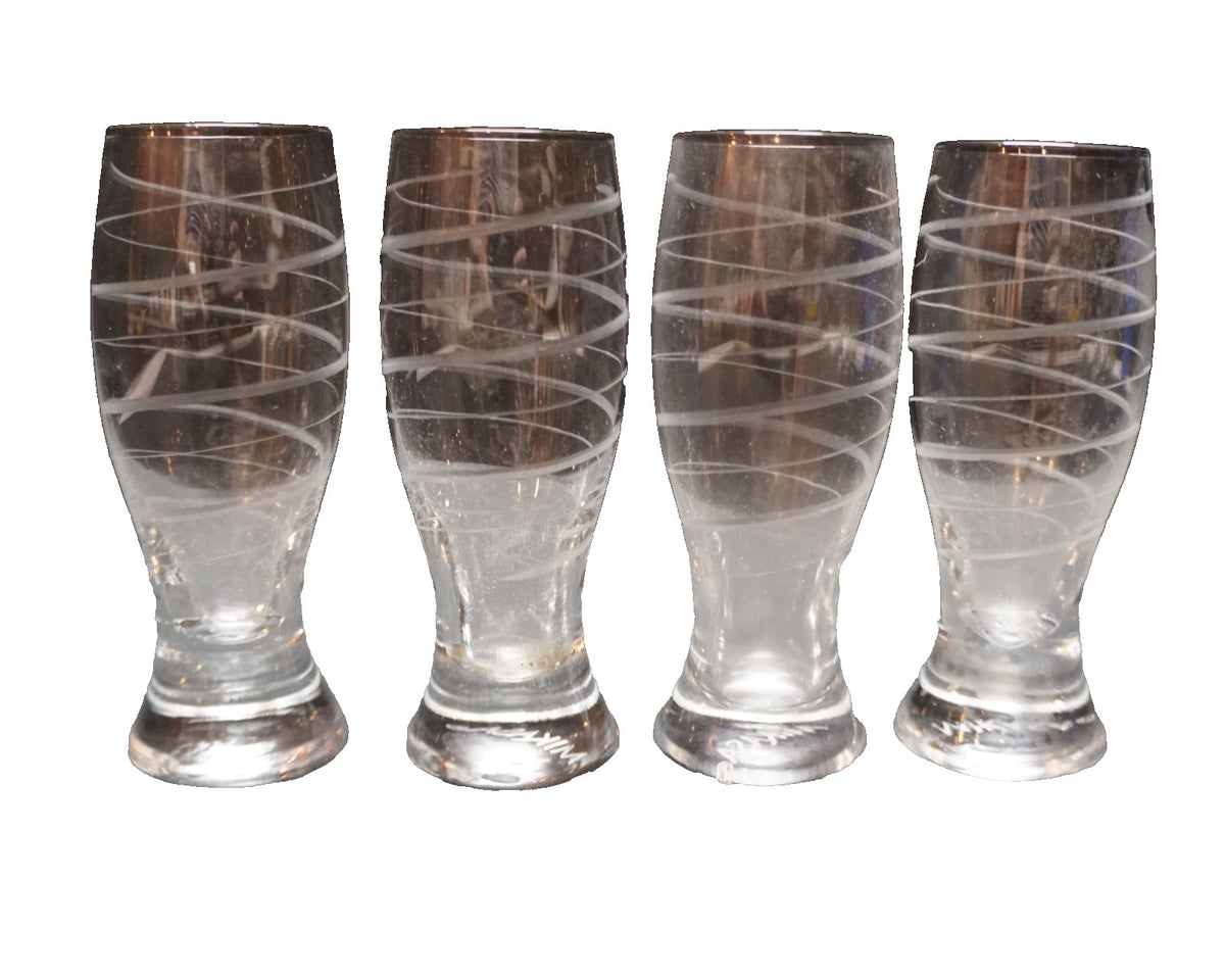 Mikasa Cheers Selections Cut Glass Shot Glasses Set of 4 Cut Spiral Swirls