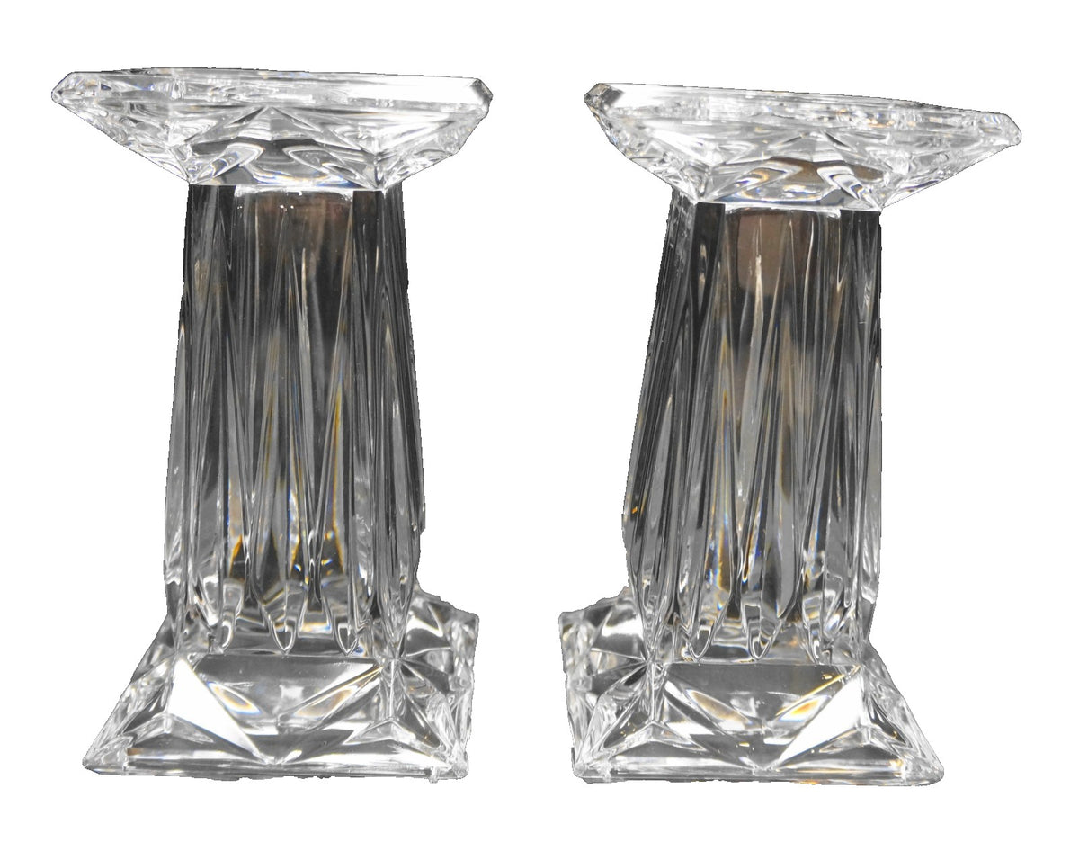 Partylite Quad Prism Square Pedestal Candle Holder Vase Reversible 7 IN